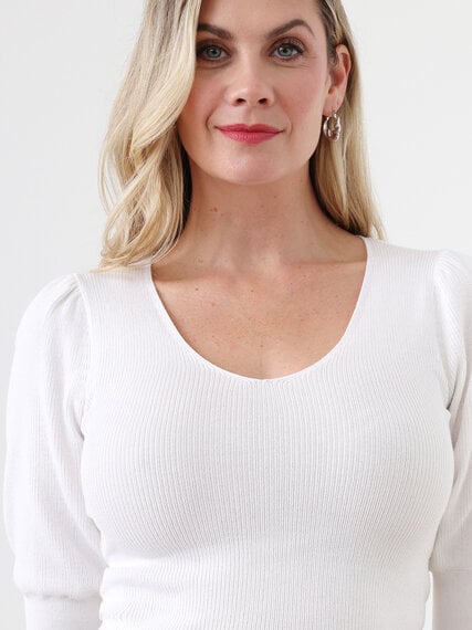 V-Neck Pull-Over Sweater with Elbow Length Sleeves Image 6