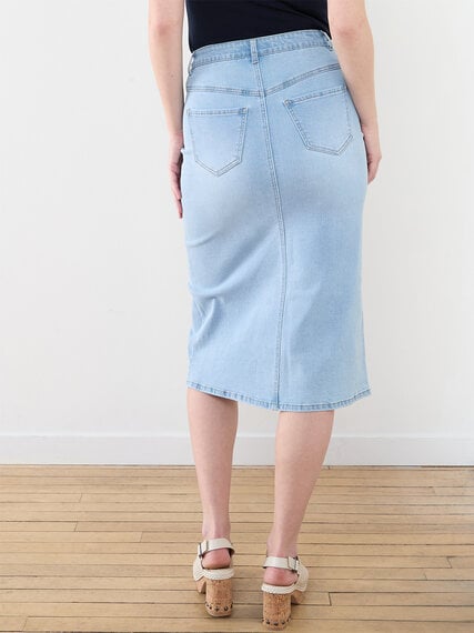 Mid Length Denim Skirt with Front Slit Image 4