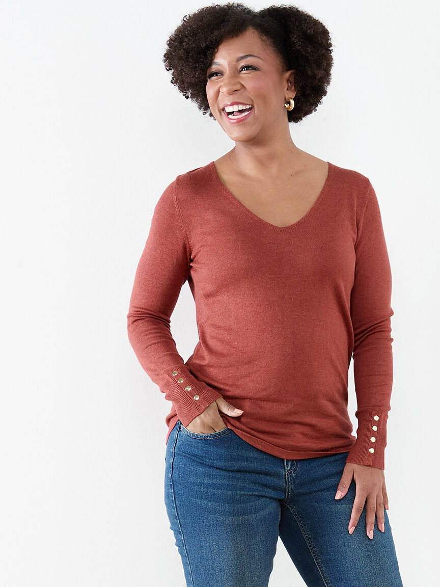Petite V Neck Sweater Cleo 4000010683