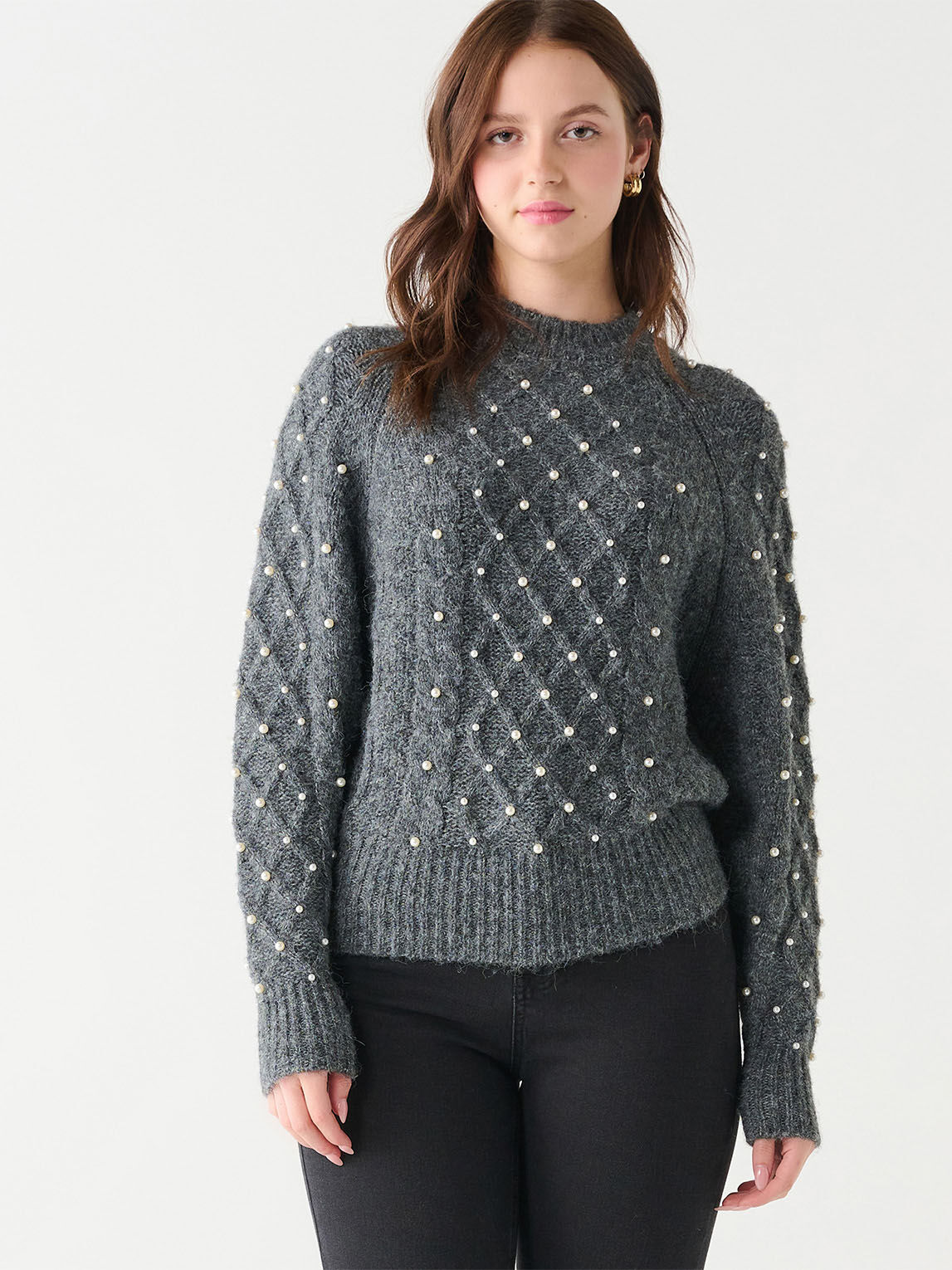 Black sweater with pearls discount