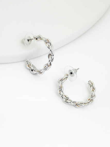 Silver Mixed Hoop Earring Trio Image 3
