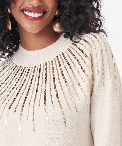 Sequined Mock Neck Sweater Image 4