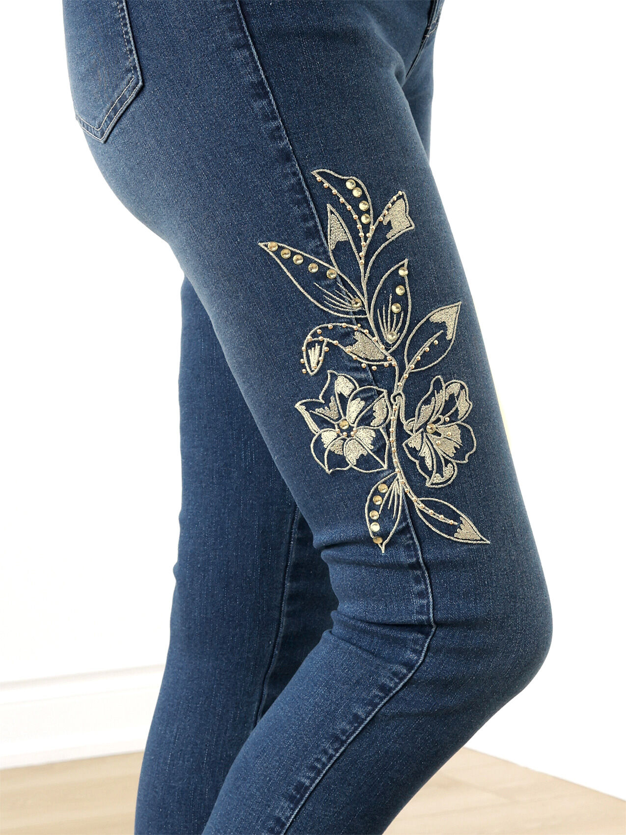 Embroidered Slim Ankle Jeans by GG