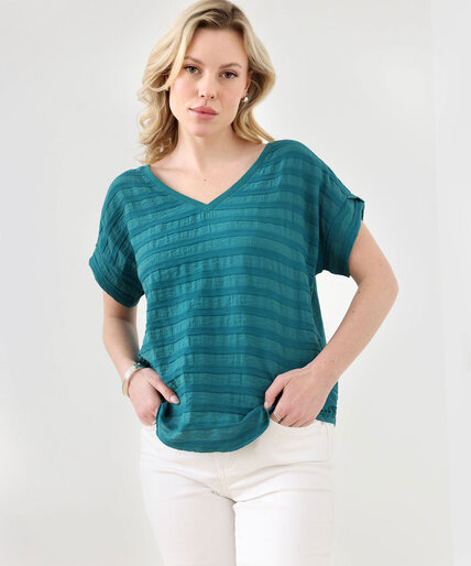 Low Impact Knit Short Sleeve V-Neck Top Image 1