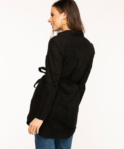 Black Cotton Linen Tunic Blouse Image 3