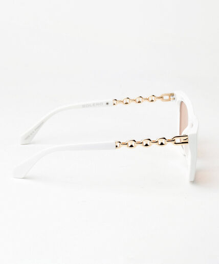 White Cat Eye Sunglasses with Gold Metal Detail Image 3