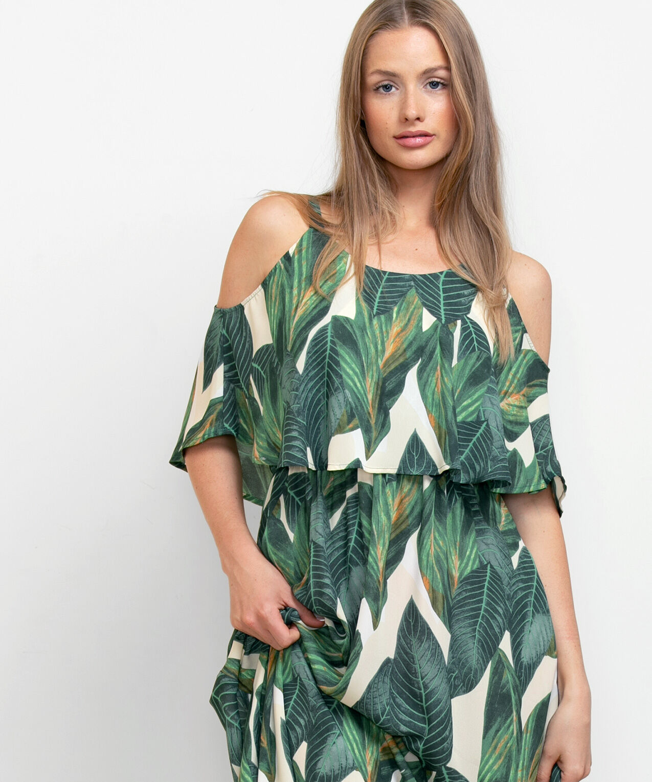 Cold shoulder maxi blouse top