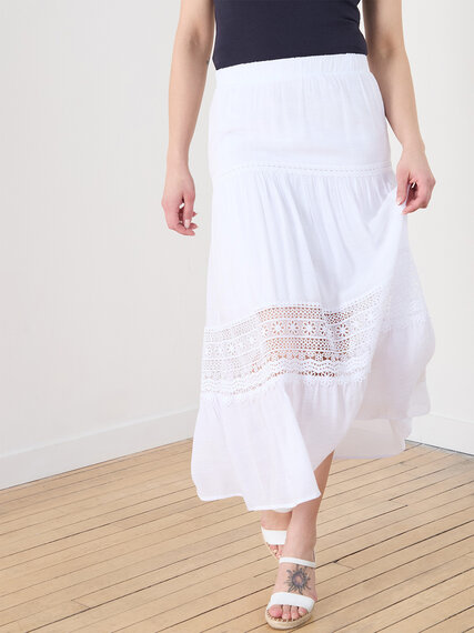 Gauze Peasant Skirt with Lace Detail Image 3