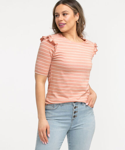 Cotton Blend Frill Sleeve Tee Image 1