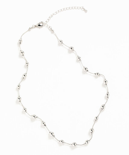 Short Silver Bead Station Necklace Image 1
