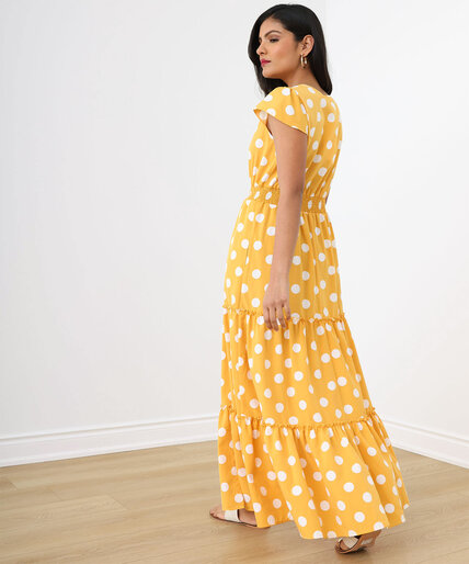 Satin Short Sleeved Tiered Maxi Dress Image 3