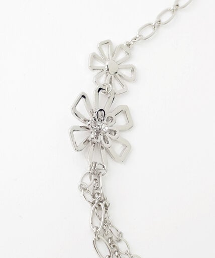 Long Silver Flower Necklace Image 2