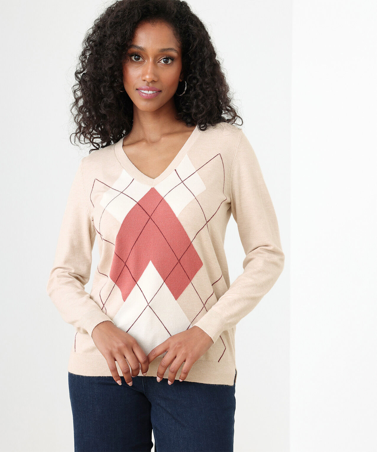 Petite Classic Long Sleeve V Neck Sweater Cleo 4000008408