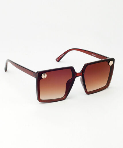 Large Square Frame Sunglasses with Gold Metal Rivets Image 2