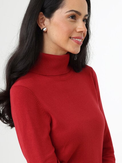 Petite Turtleneck Sweater with Button Detail Image 3