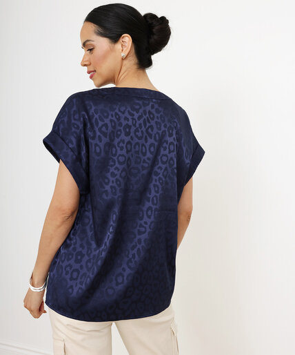 Satin Short Sleeve Leopard Print Blouse Image 3
