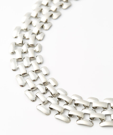 Short Silver Woven Necklace Image 2