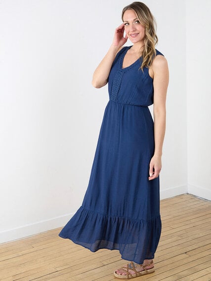 Sleeveless Maxi Dress with Lace Neck Detail by Luxology Image 2