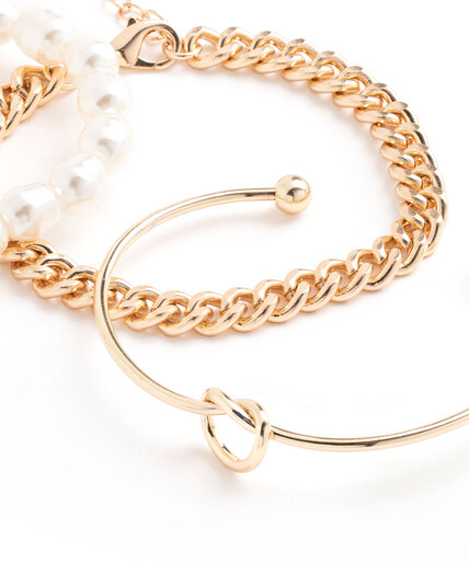 Pearl & Gold Charm Bracelet 3-Pack Image 4