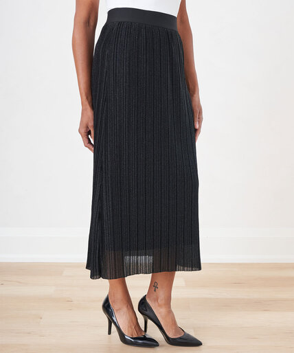 Pleated Black Shimmer Skirt Image 2