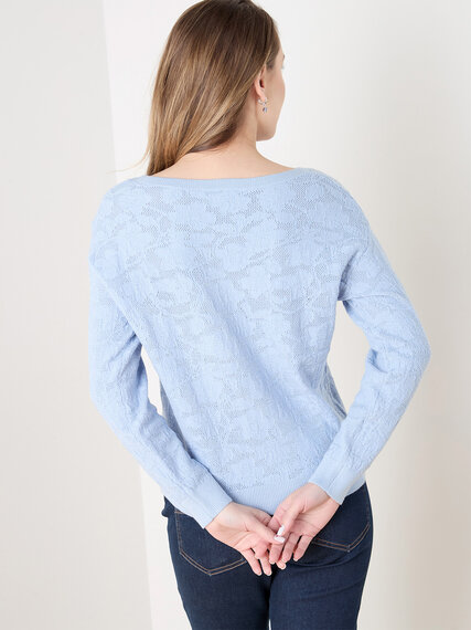 Petite Long Sleeve Crochet Pullover Sweater Image 5