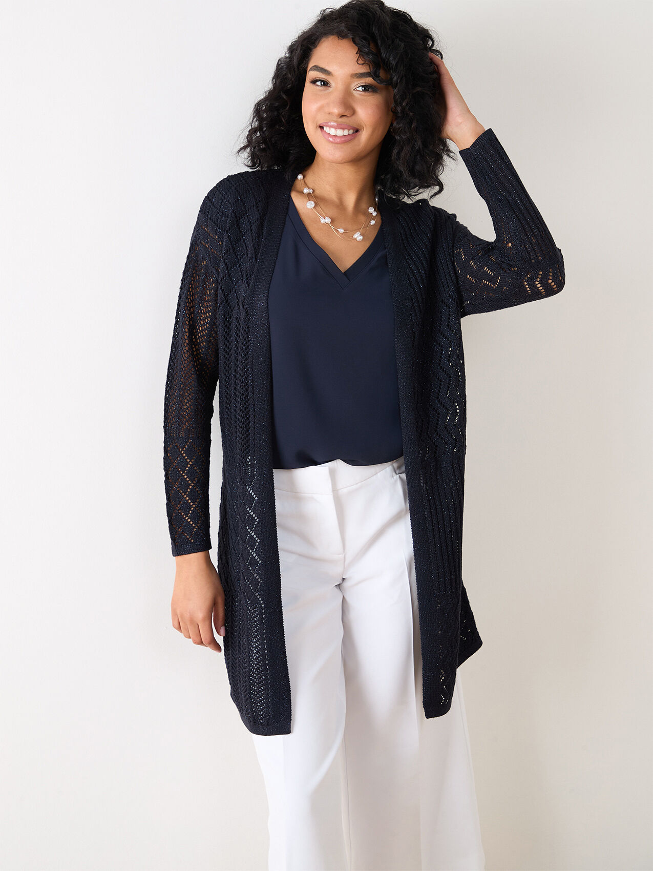 Black shimmer cardigan top