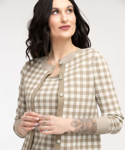 Gingham Button Front Cardigan Image 3