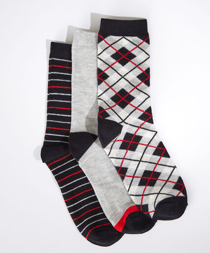 Argyle Stripe & Solid Crew Sock 3-Pack