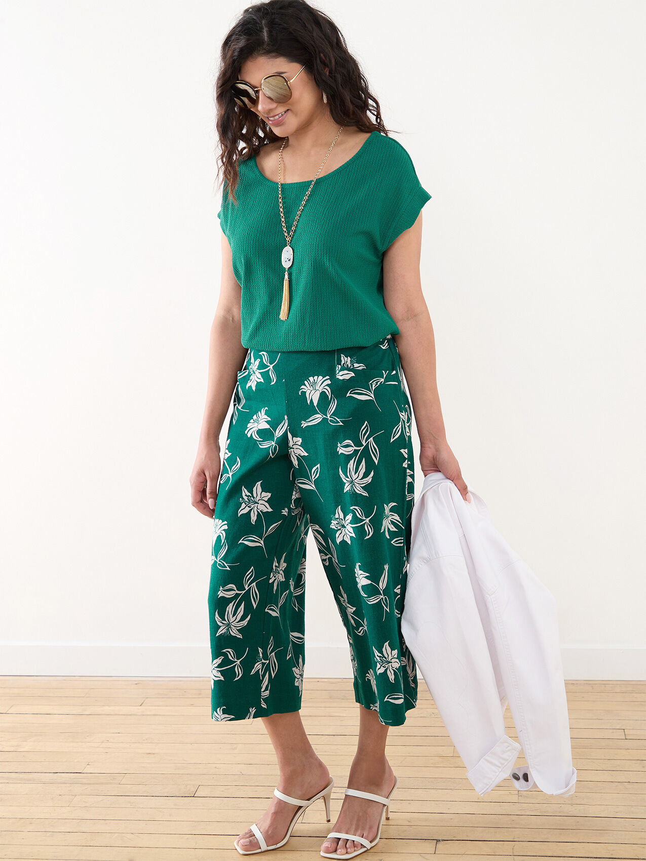 Green crop pants hot sale