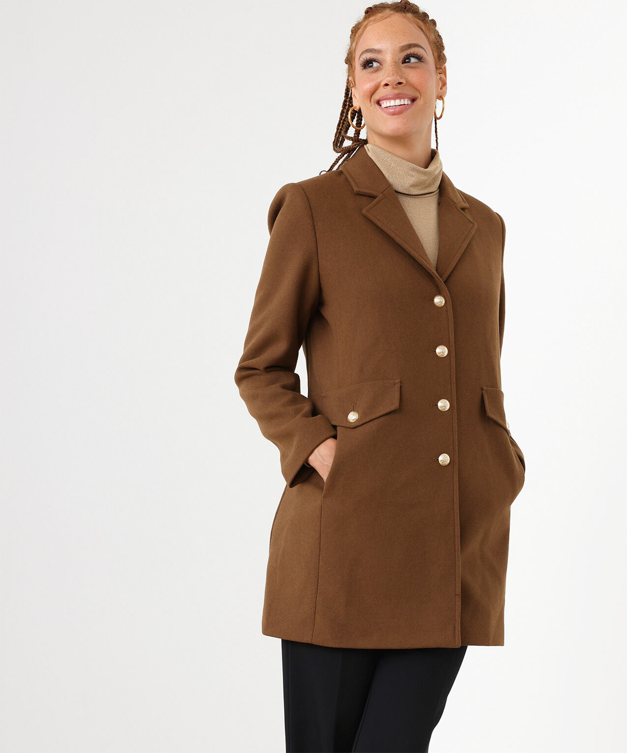 Removable Fur Collar Coat Cleo 4000008818