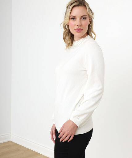 Petite Pearl-Neck Pullover Sweater Image 4