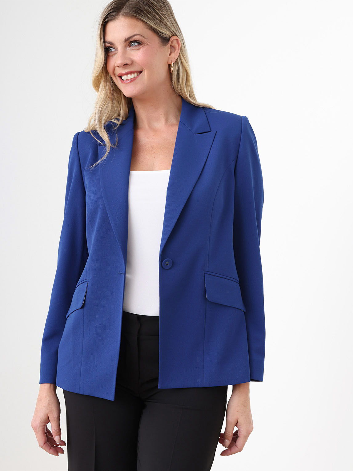 Cobalt Blazer Scuba Crepe