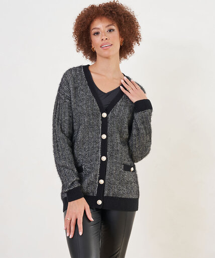 Button Front Shimmer Cardigan Image 1