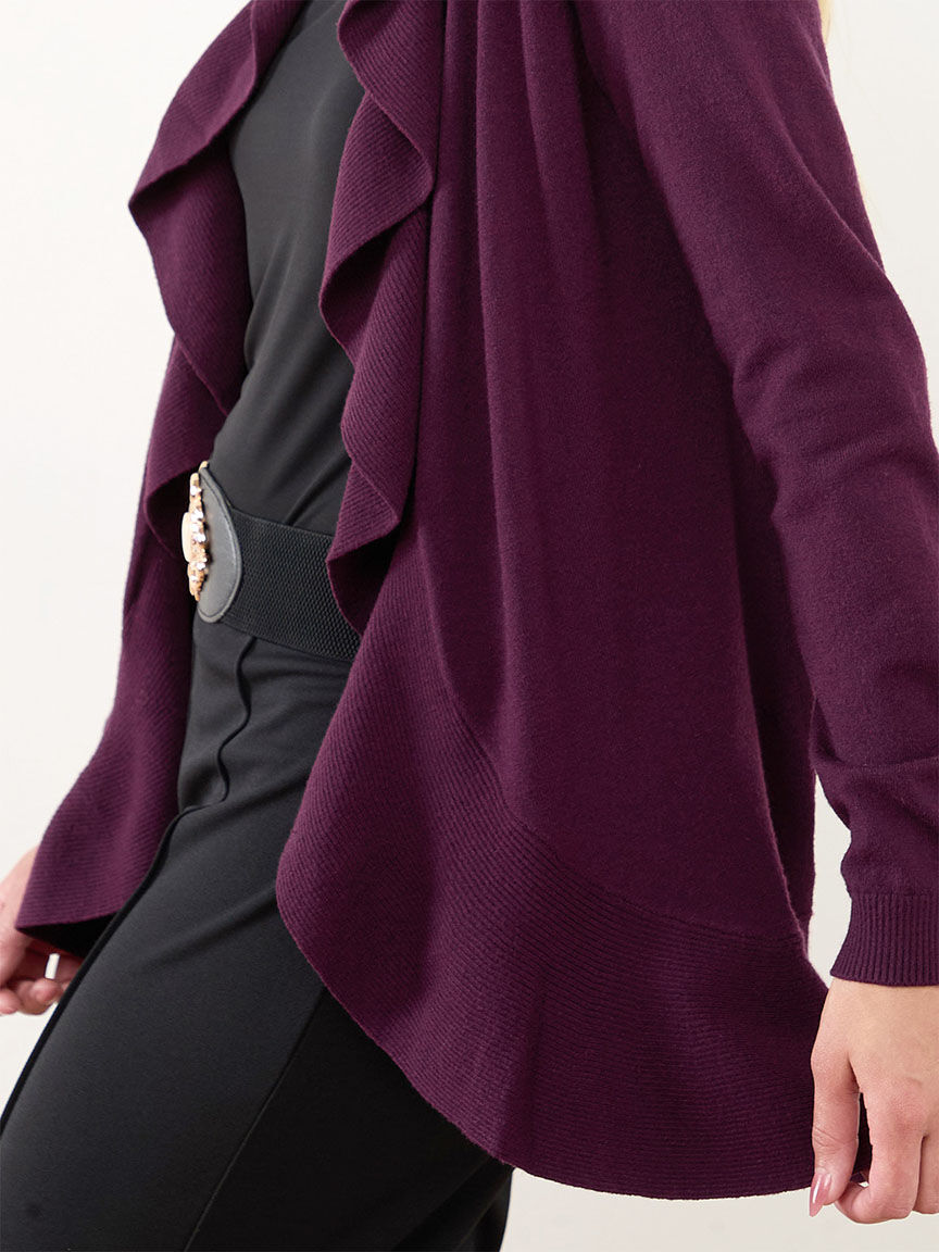 Open front waterfall cardigan top