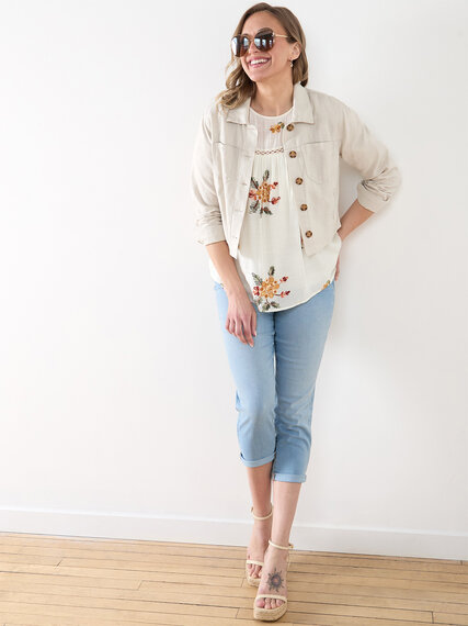 3/4 Sleeve Popover Embroidered Blouse Image 4