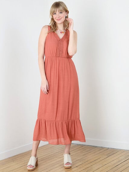 Sleeveless Maxi Dress with Lace Neck Detail by Luxology Image 6