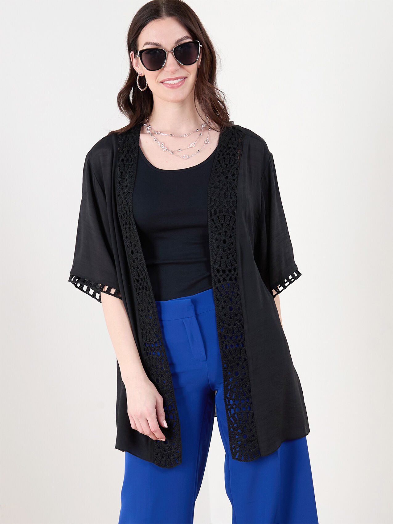 Crochet Trim Gauze Kimono Cleo 4000009677