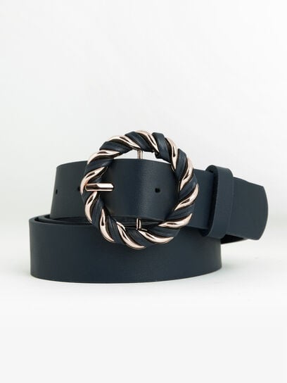 Belt with Twisted Gold Buckle