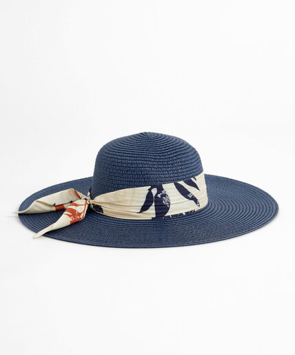Wide-Brim Straw Hat with Sash Image 1