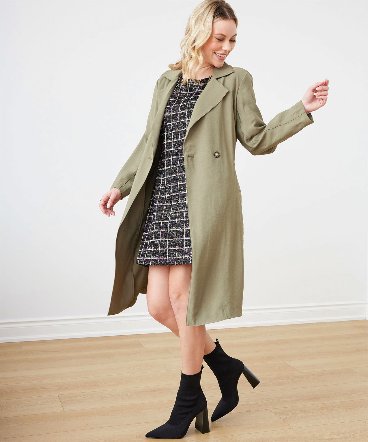 Drapey trench clearance coat