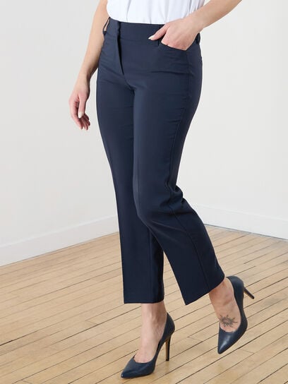Leah Navy Straight Ankle Pant