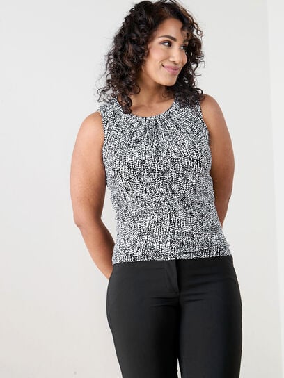 Sleeveless Stretch Top with Gather Detail