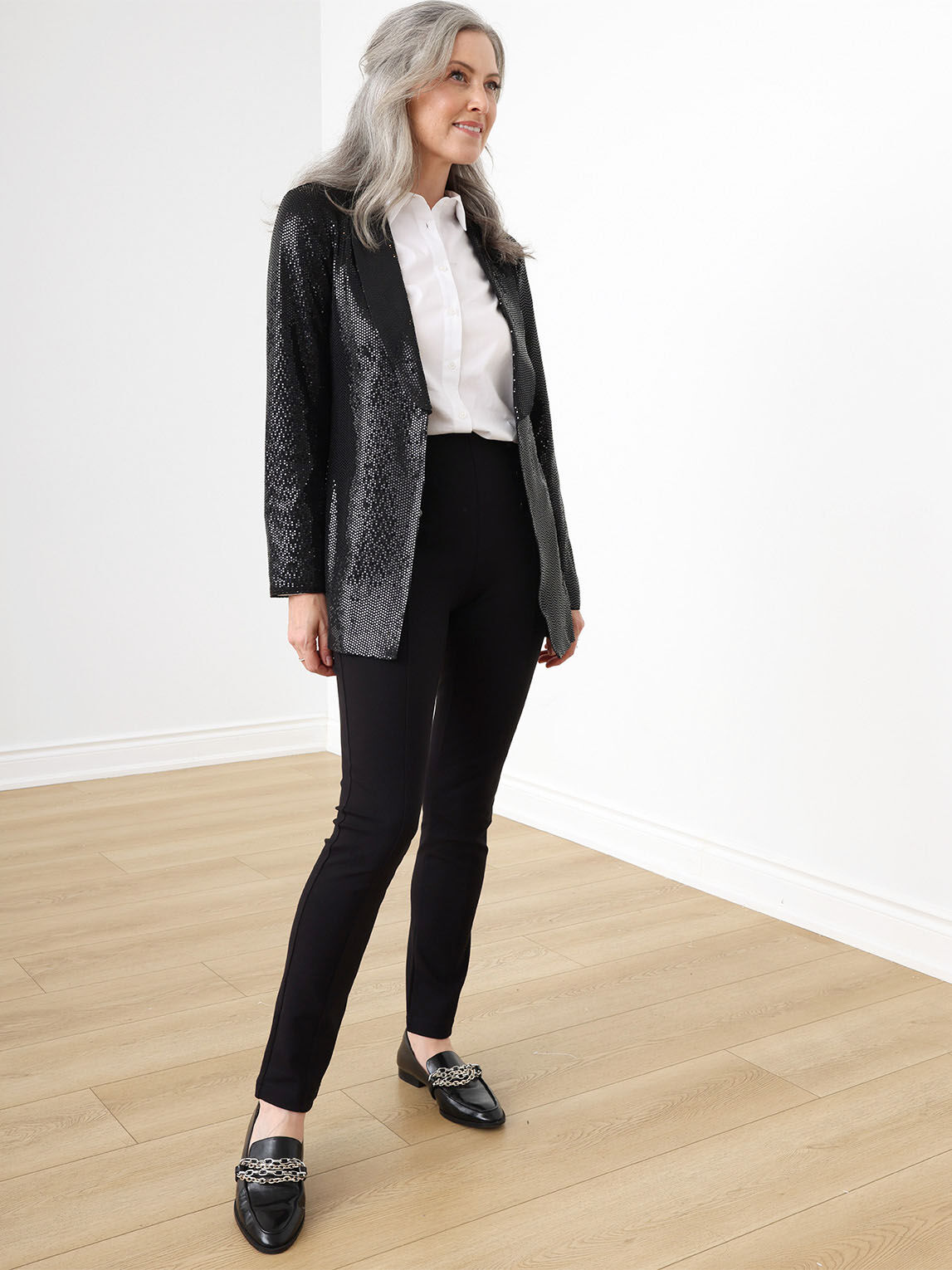 Black sequin suit womens discount