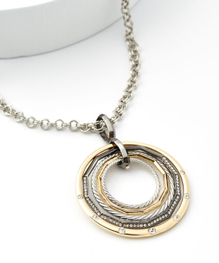 Long Necklace /w Metal Circles Pendant  Image 1