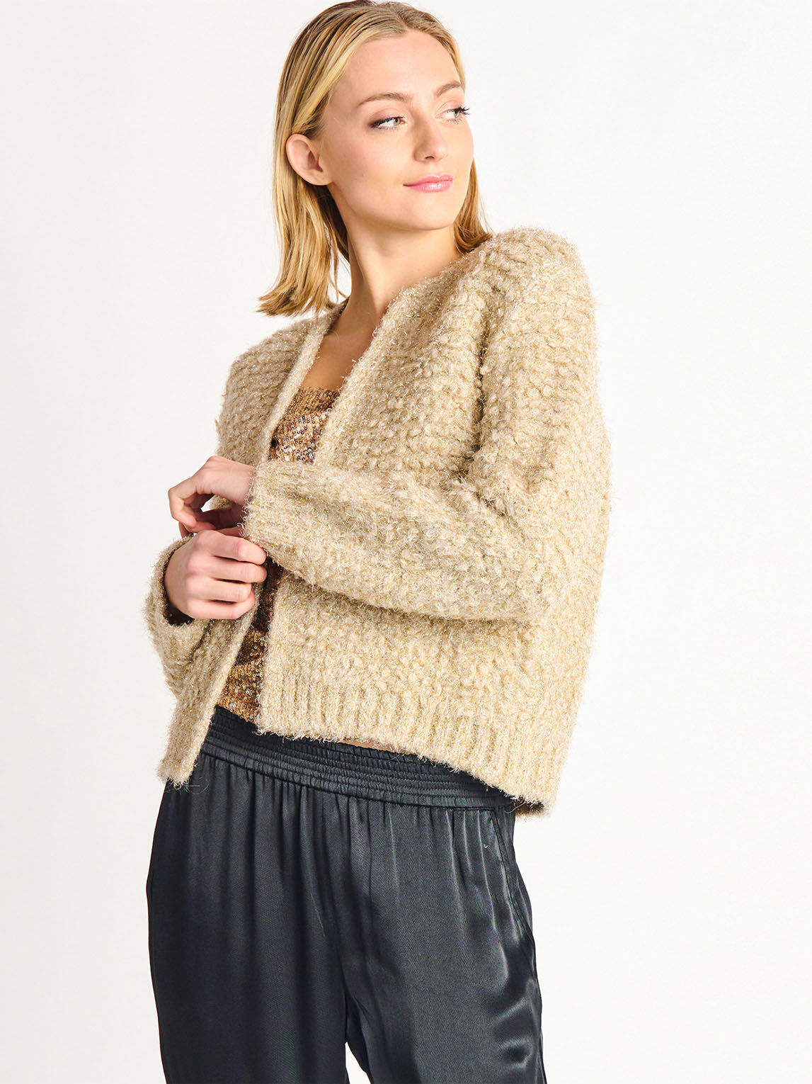 Gold lurex cardigan deals