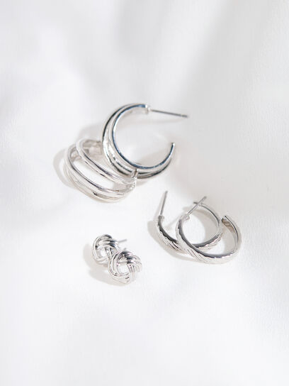 Silver Stud and Small Hoop Earring Pack