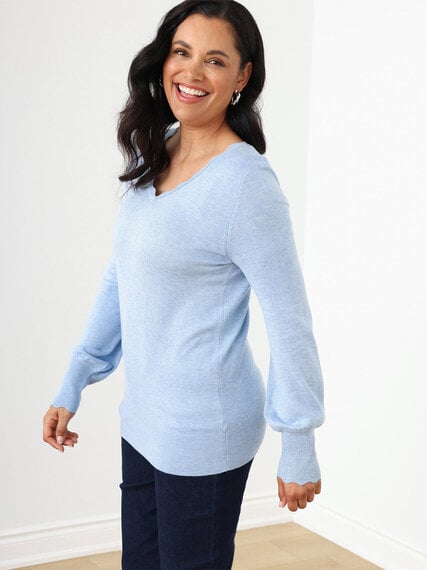 Scallop V-Neck Pullover Sweater Image 1