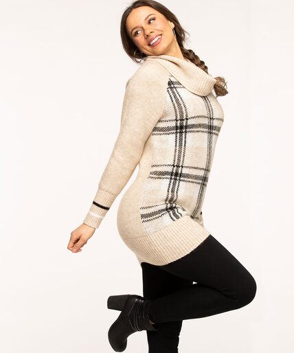 Oatmeal Cowl Neck Tunic Sweater Image 5
