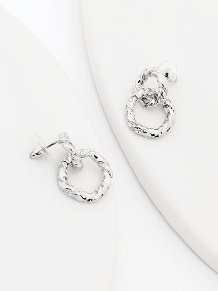 Silver Double Ring Earrings Image 1