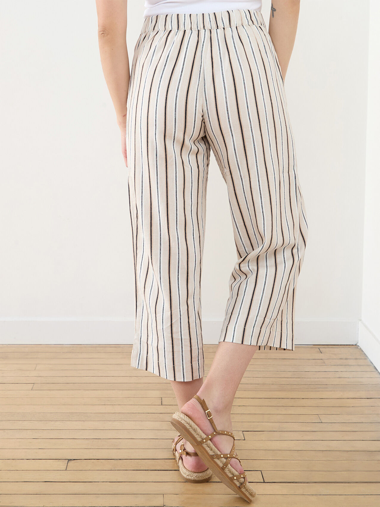 Tonia Wide Leg Linen Crop Pant